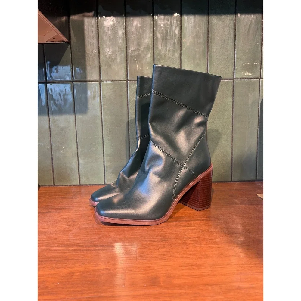 Franco Sarto Womens‎ Stevie Green Mid-Calf Boots Shoes Size 10 Medium Stormy